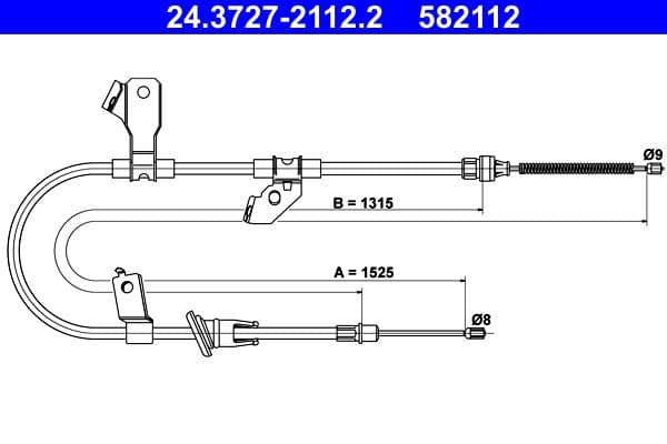 Handremkabel Achter Links (1525mm) past: MITSUBISHI COLT, COLT VI 1.1-1.5D 06.04-06.12