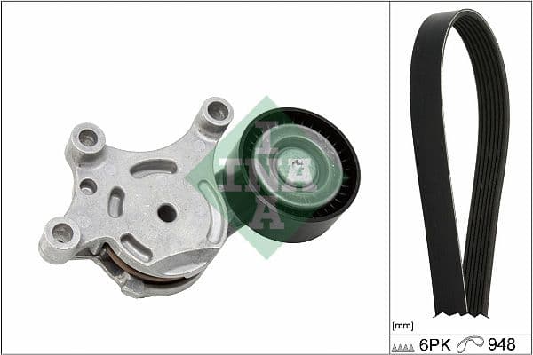 Multi-V-riemset met spanner past: FORD ECOSPORT, FIESTA VII, KA+ III, TOURNEO COURIER B460, TRANSIT COURIER B460 1.5D 02.14-