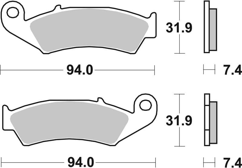 Brake pads Voor, beoogd gebruik: route, materiaal: keramisch / koolstof-6, 31,9x94x7,4mm past: HONDA CR, NX, XR 250-650 1987-1996