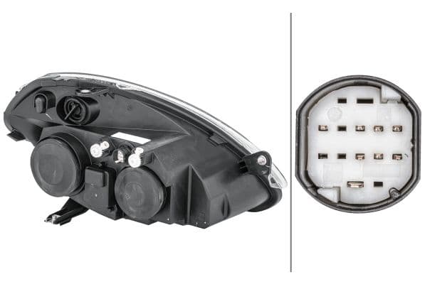Koplamp Links (H3/H7/PY21W/W5W, elektrisch, met motor, kleur invoegen: zilver, kleur indicator: transparant) past: LANCIA YPSILON 843 09.06-12.11