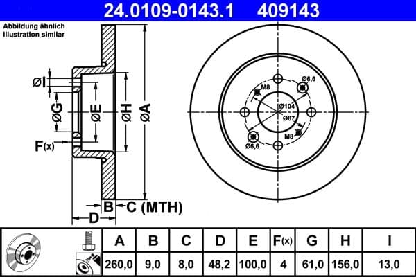 Brake disc Achter Links/Rechts past: HONDA CIVIC VI, CIVIC VII 1.3H-1.7D 09.95-12.05
