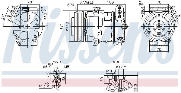 Airconditioning compressor past: OPEL CORSA D, CORSA E 1.0-1.4LPG 07.06-