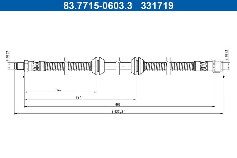 Remleiding/slang flexibel Voor (lengte 602mm, M10x1) past: MERCEDES C (A205), C (C205), C T-MODEL (S205), C (W205) 4.0 10.14-04.23