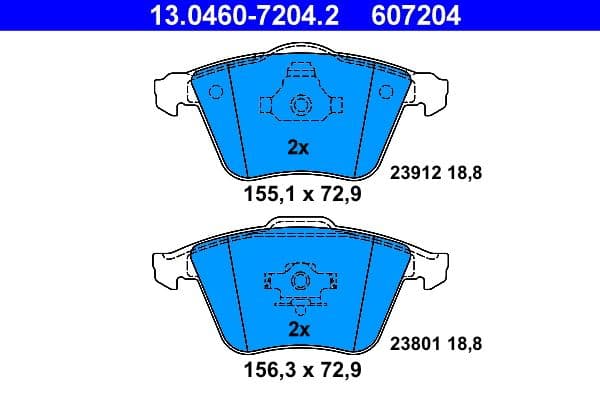 Remblokken set Voor , past: VOLVO C30, C70 II, S40 II, V40, V50  FORD FOCUS II  MAZDA 3  OPEL SIGNUM, VECTRA C, VECTRA C GTS  SAAB 9-3, 9-3X 1.5-2.8 09.02-08.19