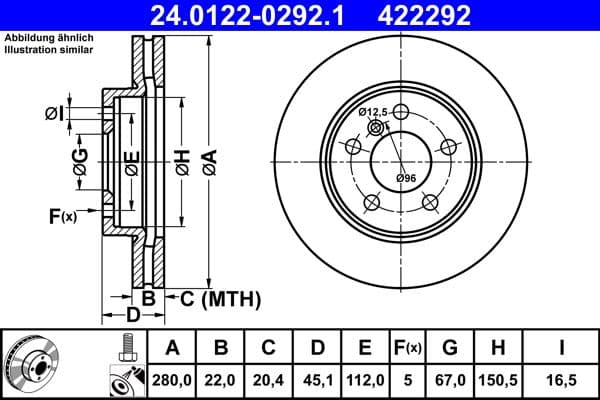Brake disc Voor Links/Rechts past: BMW 2 (F45)  MINI (F55), (F56), (F57), CLUBMAN (F54) 1.2-Electric 12.13-
