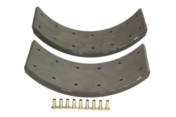 Brake shoe lining Voor (. 2-overmaats) past: MERCEDES LK/LN2 01.84-12.98