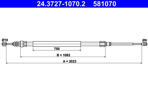 Handremkabel Achter Links/Rechts (2023mm) past: RENAULT MEGANE II 1.4-2.0D 09.02-01.11