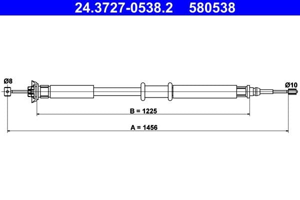 Handremkabel Achter Links/Rechts (1456mm) past: FIAT PUNTO 1.2-1.9D 09.99-03.12