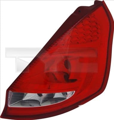 Achterlicht Links (P21/5W/P21W/W16W, kleur indicator wit, kleur van het glas red) past: FORD FIESTA VI Hatchback 06.08-01.13
