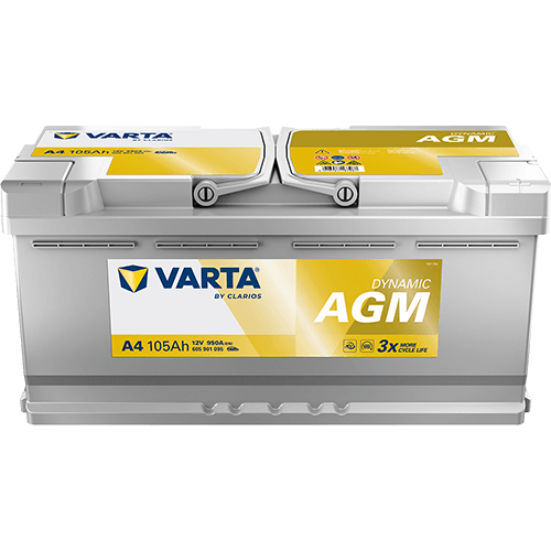 Batterij VARTA 12V 105Ah/950A (EN) Dynamic AGM  (EN) START&STOP AGM (R+) 394x175x190 B13 - montageflens 10,5 mm
