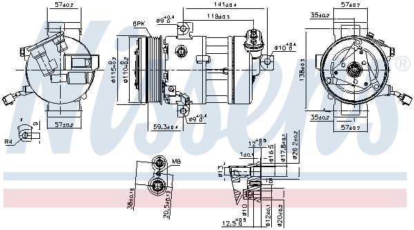 Airconditioning compressor past: FIAT 500L, BRAVO II, TIPO  LANCIA DELTA III 09.07-