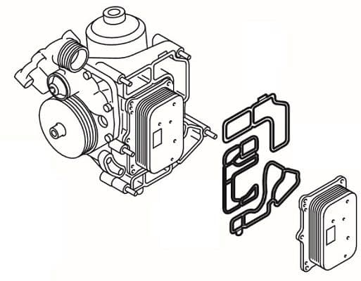 Waterpomp pakking past: MERCEDES ACTROS MP4 / MP5, ANTOS, AROCS, ATEGO 3, CITARO 2, CONECTO, ECONIC 2, INTEGRO (O 550), INTOURO, OC, TOURISMO (O 350), TOURISMO II M936.991-OM936.993 07.11-