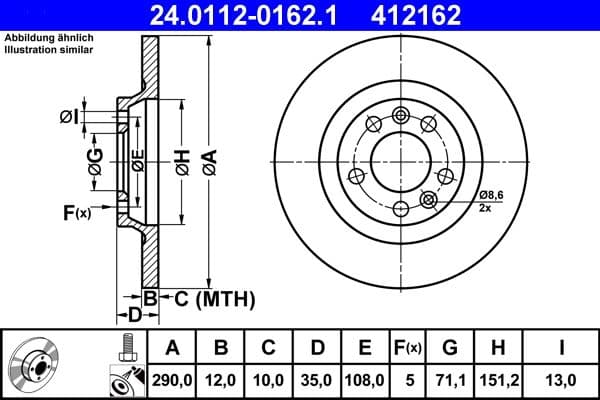 Brake disc Achter Links/Rechts past: CITROEN C5 III  PEUGEOT 407, 508, 508 I, 607, RCZ 1.6-3.0D 02.00-