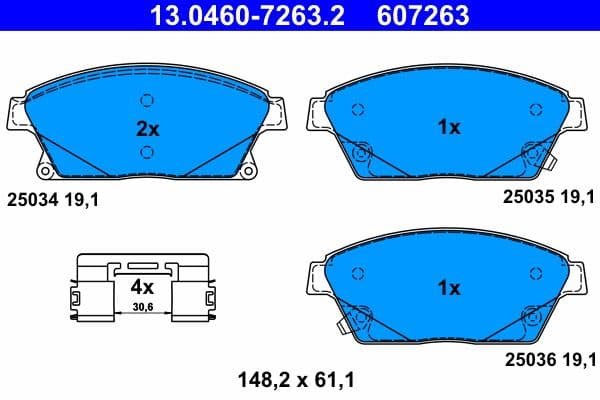 Remblokken set Voor (met extra's), past: CHEVROLET CRUZE, ORLANDO, TRAX, VOLT  OPEL AMPERA, ASTRA J, ASTRA J GTC, MOKKA / MOKKA X, ZAFIRA C 1.3D-2.0D 05.09-