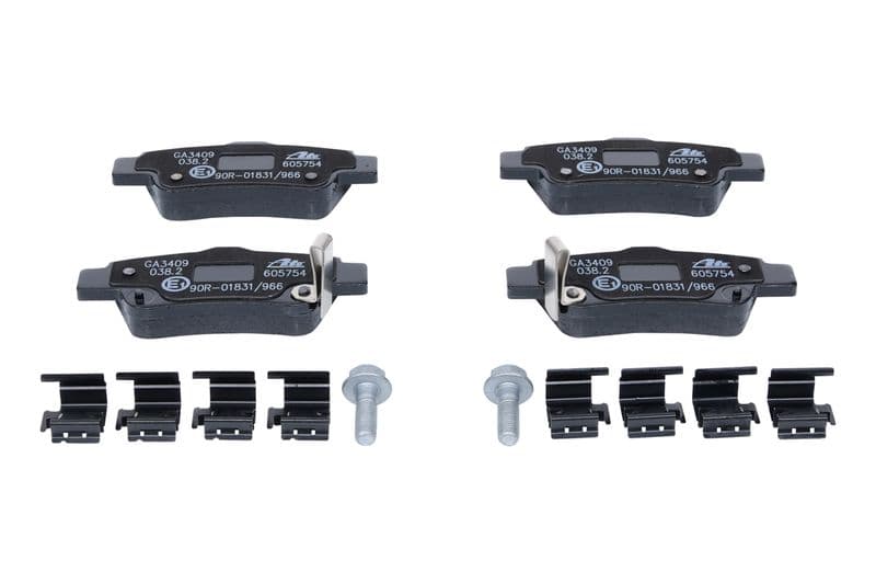 Remblokken set Achter (met extra's  met remklauw geleidingsbouten), past: HONDA CR-V II, CR-V III, CR-V IV 1.6D-2.4 09.01-12.18