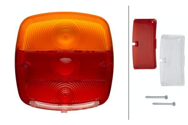 Lampenkap, achter Links/Rechts oranje/red (zonder frame) past: CATERPILLAR 206, 206B, 212, 212B, 214B, 214BFT, 224B  IVECO 110-13 A, 110-13 AH, 110-16 A, 110-16 AH, 110-16 AT, 130-13 A, 130-13 AH