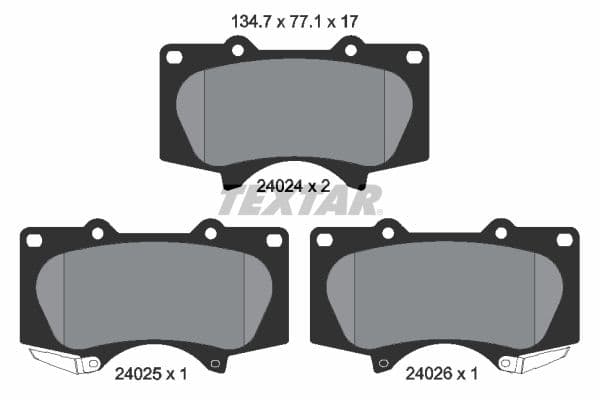 Remblokken set Voor , past: LEXUS GX  MITSUBISHI PAJERO IV, PAJERO SPORT II  TOYOTA 4 RUNNER IV, 4 RUNNER V, FJ CRUISER, FORTUNER, HILUX VII, HILUX VIII, LAND CRUISER 2.4D-4.7 02.99-