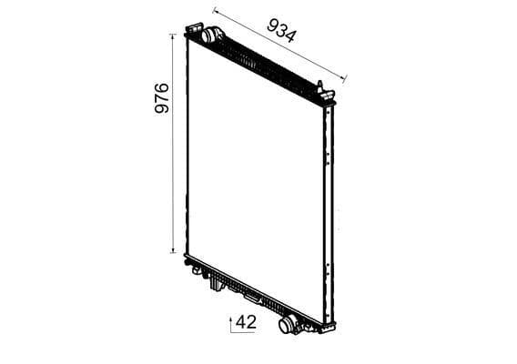 Motorradiator ((en) without frame, aan motorzijde  nieuw type) EURO 6 past: MAN TGX I, TGX II D1556LF07-D3876LF12 06.06-