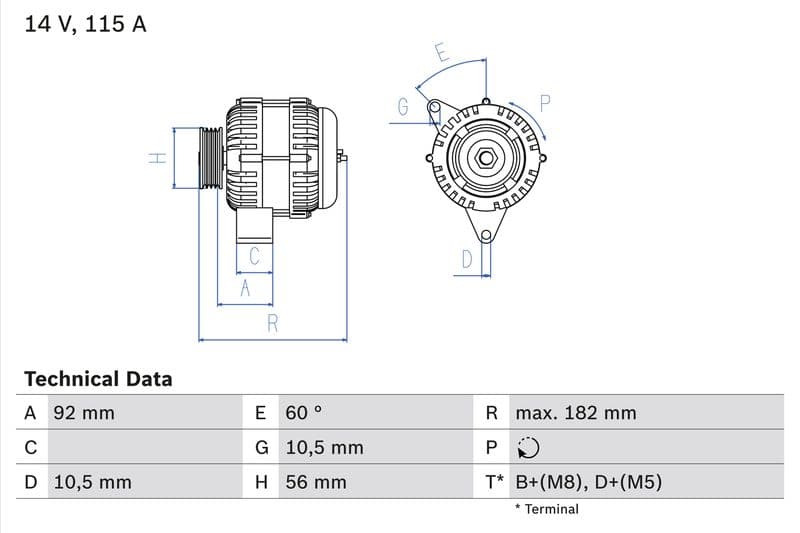 Dynamo (14V, 115A, gereviseerd) past: MERCEDES E T-MODEL (S210), E (VF210), E (W210) 2.0D-3.0D 06.95-03.02