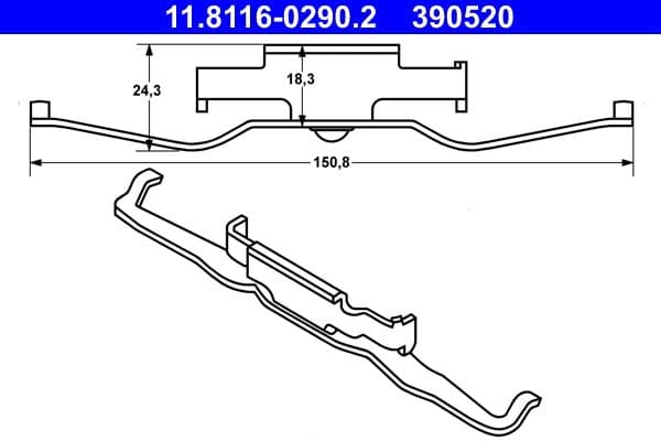 Remblok montagekit achter (1 stuk) past: BMW 5 (E39), 7 (E38), X3 (E83), X5 (E53) 2.0-4.4 03.94-08.11