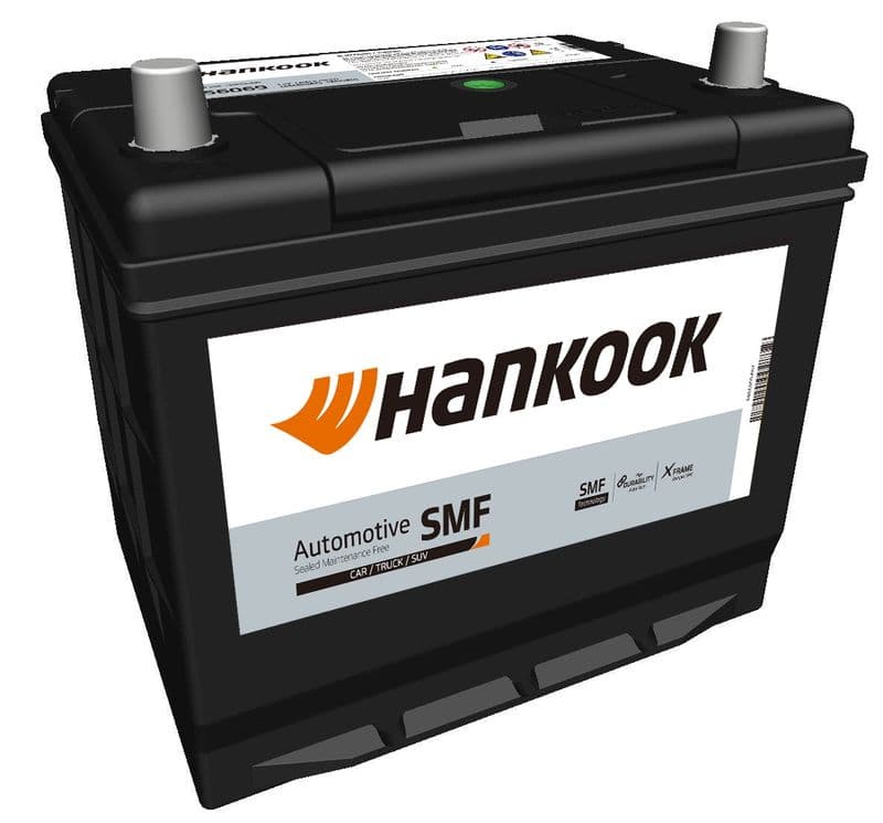 Batterij HANKOOK 12V 60Ah/480A (R+ standaard terminal) 230x172x200 B01 - montageflens 10,5 mm (beginnen)