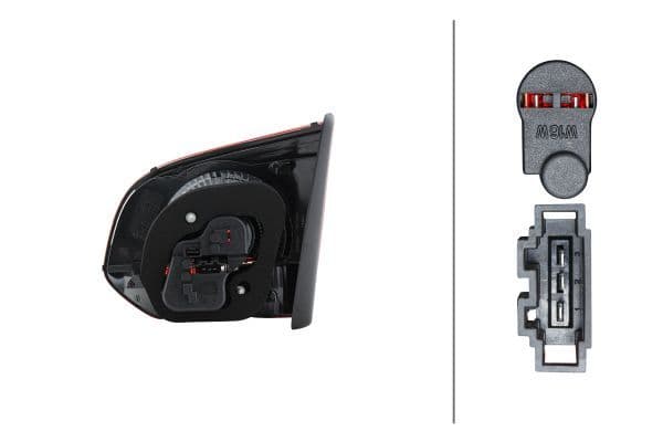 Achterlicht Links (binnen, W16W/W21W, kleur indicator wit, kleur van het glas red/wit, anti-fog licht) past: VW GOLF VI 10.08-11.13