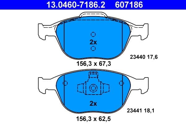 Remblokken set Voor , past: FORD FIESTA V, FOCUS I, FUSION, TOURNEO CONNECT, TRANSIT CONNECT 1.3-2.0 11.01-12.13