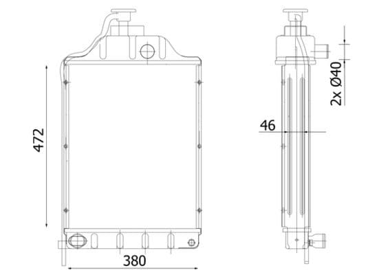 Motorradiator past: URSUS 2812, 3512, 3514, 4512, 5312, 5314  MASSEY FERGUSON 133, 135, 135 V, 140 (3 CYL), 140 SUPER (3 CYL), 145 S, 145 V, 148, 152, 152 F, 152 S, 152 V, 165, 1230, 1240