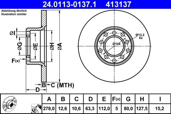 Brake disc Voor Links/Rechts past: MERCEDES /8 (W114), /8 (W115), 123 (C123), 123 (W123), 123 T-MODEL (S123) 2.0-3.0D 01.68-12.85