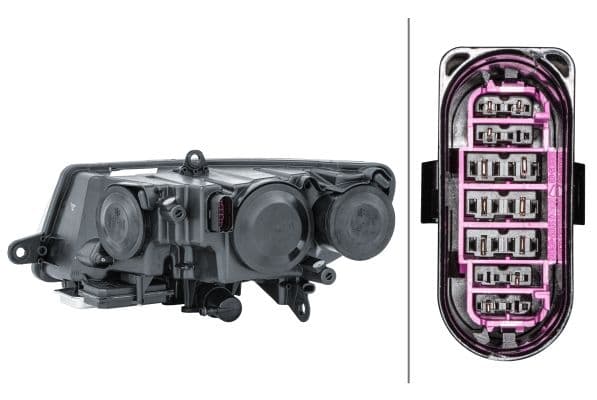 Koplamp Rechts (bi-xenon/halogeen, D1S/H3/W16W/W5W, elektrisch, met motor, kleur invoegen: verchroomd) past: SKODA SUPERB II -06.13