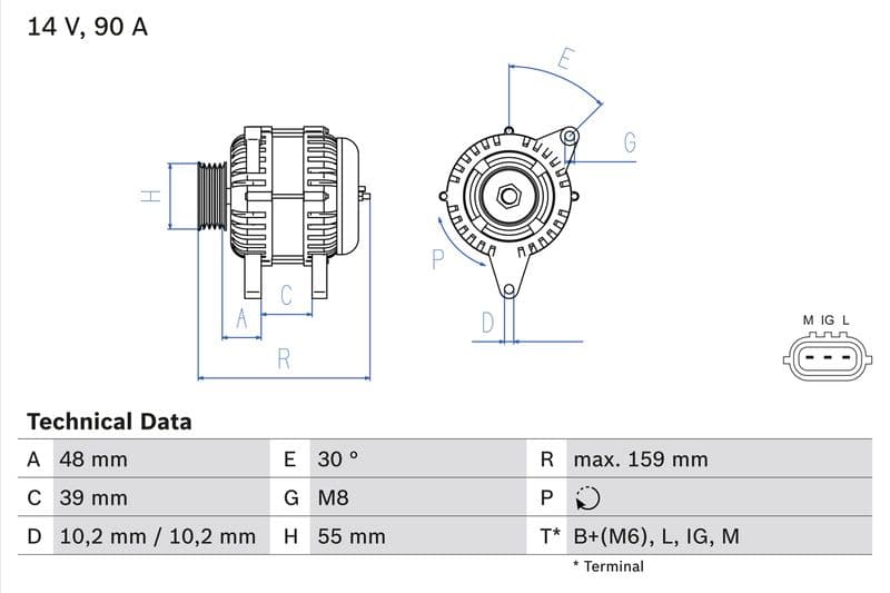 Dynamo (14V, 90A, gereviseerd) past: TOYOTA YARIS 1.0/1.3 04.99-09.05