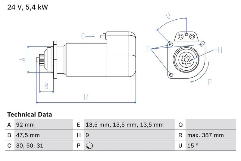 Starter (24V, 5,4kW, gereviseerd) past: MAN E2000, EL, EM, F2000, F8, F9, F90, HOCL, LION´S CITY, LION´S CLASSIC, LION´S COACH, LION´S COMFORT, LION´S REGIO, LION´S STAR D0826LOH01-OM489.961 01.70-