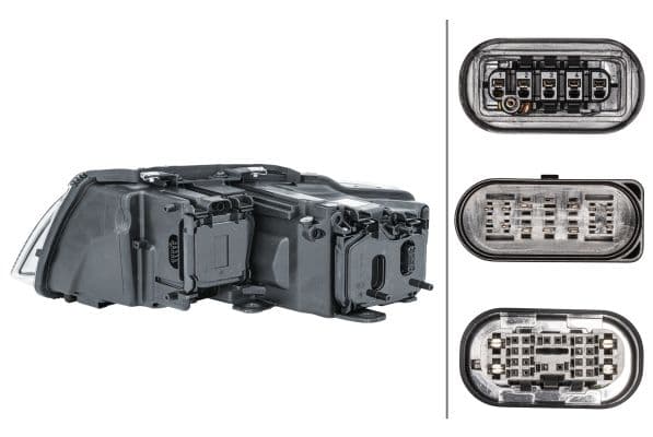 Koplamp Rechts (D2S/H8/P21W/W5W, elektrisch, met motor, met gloeilamp) past: AUDI A8 D3 10.02-12.09