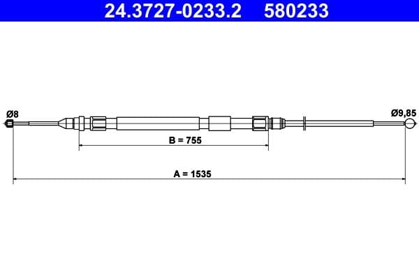 Handremkabel Achter Links/Rechts (1535mm) past: BMW 3 (E90), 3 (E91), 3 (E92), 3 (E93) 1.6-4.4 12.04-12.13