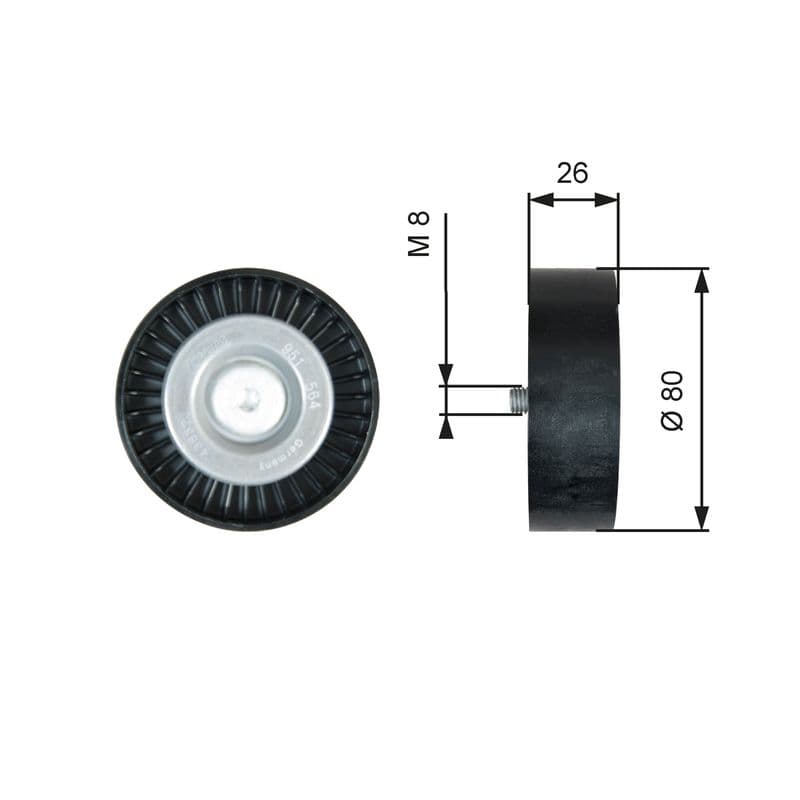 Deflection/Guide Pulley, V-ribbed belt