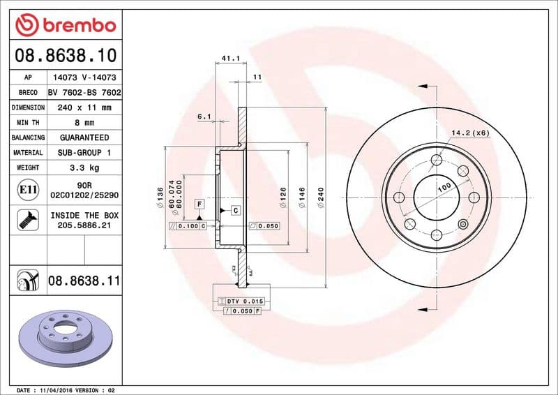 Brake disc Voor Links/Rechts past: OPEL CORSA B, CORSA C 1.0/1.2/1.4 03.93-12.09