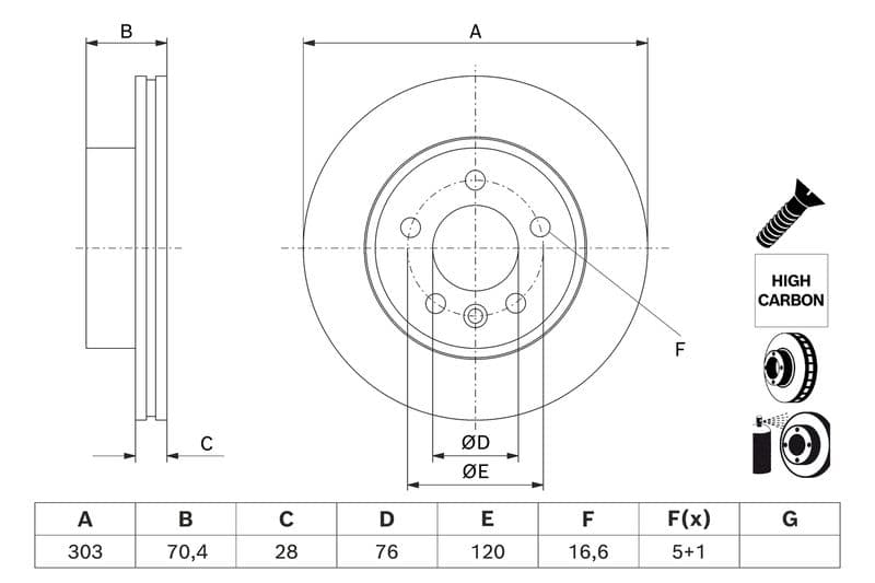 Brake disc Voor past: MAN TGE  VW CALIFORNIA T7 CAMPER, CRAFTER, GRAND CALIFORNIA CAMPER, MULTIVAN T7 1.4H-Electric 09.16-
