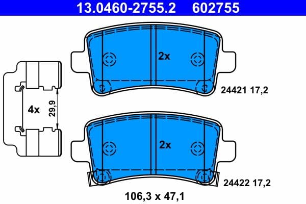 Remblokken set Achter (met extra's), past: CHEVROLET MALIBU  OPEL INSIGNIA A, INSIGNIA A COUNTRY  SAAB 9-5 1.4-2.8 07.08-