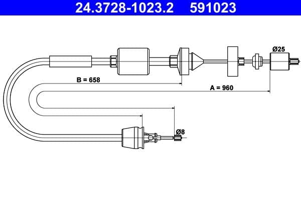 Koppelingskabel (960mm/658mm) past: NISSAN KUBISTAR  RENAULT CLIO II, KANGOO, KANGOO EXPRESS, THALIA I, THALIA II 1.0-1.9D 09.98-
