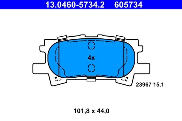Remblokken set Achter , past: LEXUS RX  TOYOTA HARRIER 2.4-3.5 02.03-12.13