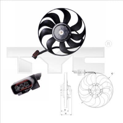 Radiatorventilator past: SEAT LEON, TOLEDO II  SKODA OCTAVIA I  VW BORA, BORA I, GOLF IV, GOLF V 1.4/1.6 09.96-12.10