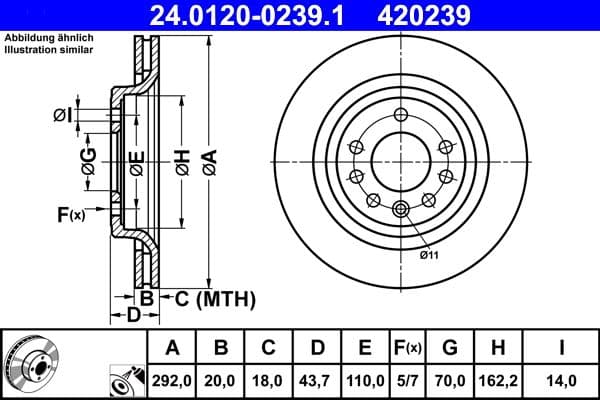 Brake disc Achter Links/Rechts past: FIAT CROMA  OPEL SIGNUM, VECTRA C, VECTRA C GTS  SAAB 9-3 1.8-3.2 04.02-02.15