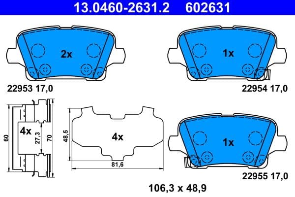 Remblokken set Achter , past: OPEL INSIGNIA B, INSIGNIA B COUNTRY, INSIGNIA B GRAND SPORT 1.5-2.0D 03.17-