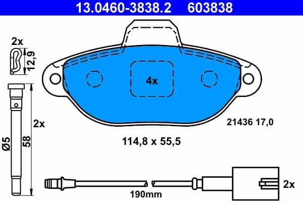 Remblokken set Voor (met extra's), past: FIAT 500, PANDA, PUNTO, SEICENTO / 600  FORD KA 0.9-1.2LPG 11.97-