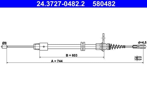 Handremkabel Achter Links/Rechts (744mm) past: MERCEDES GLK (X204) 2.0-3.5 06.08-12.15