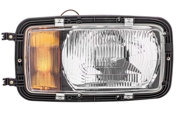 Koplamp Rechts (H4/P21W/T4W, handleiding, zonder motor, kleur invoegen: zilver, kleur indicator: oranje) past: MERCEDES MK, SK 07.87-09.96