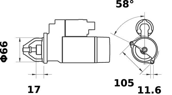 Starter (12V, 1kW, (en) new with a deposit) past: AMMANN ACR70D, APF1240  BOMAG BW75H  SDMO DX 4000 E, DX 6000 E XLC, DX 6000 TE XLC, SD 6000 E XL, SD 6000 TE XL, VX 180/4 DE XLC