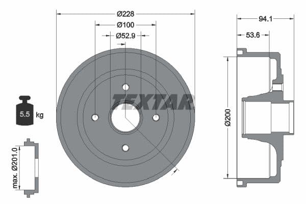 Brake drum Achter past: OPEL CORSA C, TIGRA 1.0-1.8 09.00-12.12