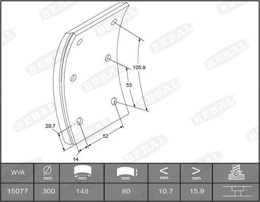 Brake shoe lining (300x80. basis)