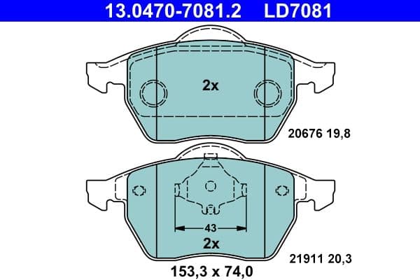Keramische remblokken Voor , past: AUDI A3, A4 B5, A6 C4, TT  SEAT IBIZA III, LEON, TOLEDO II  SKODA OCTAVIA I  VW GOLF III, GOLF IV, NEW BEETLE, PASSAT B3/B4, VENTO 1.4-2.9 06.91-12.10
